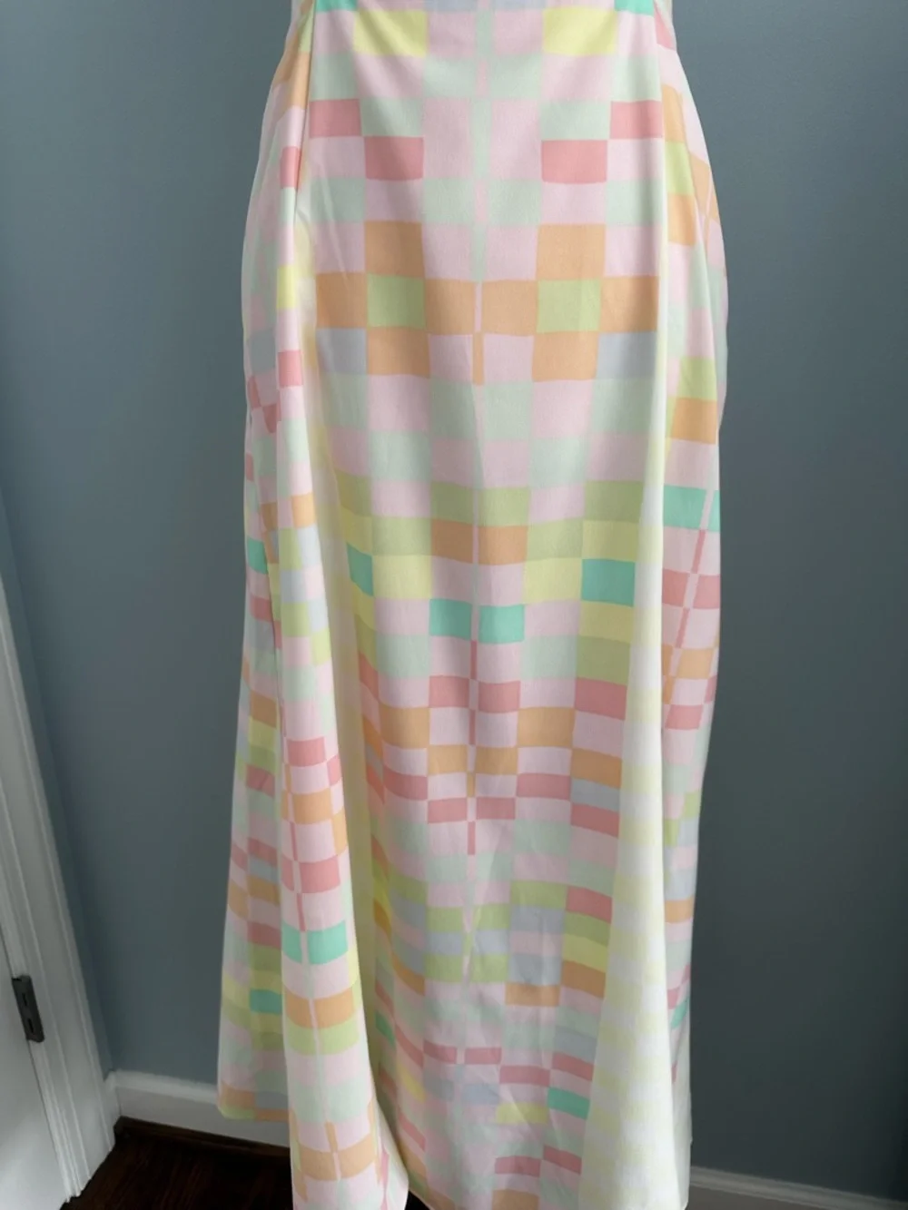 NWT Mara Hoffman Citrus Halter Maxi Dress Pink Orange Pastel Retro 80s Sz 4 - Picture 3 of 13